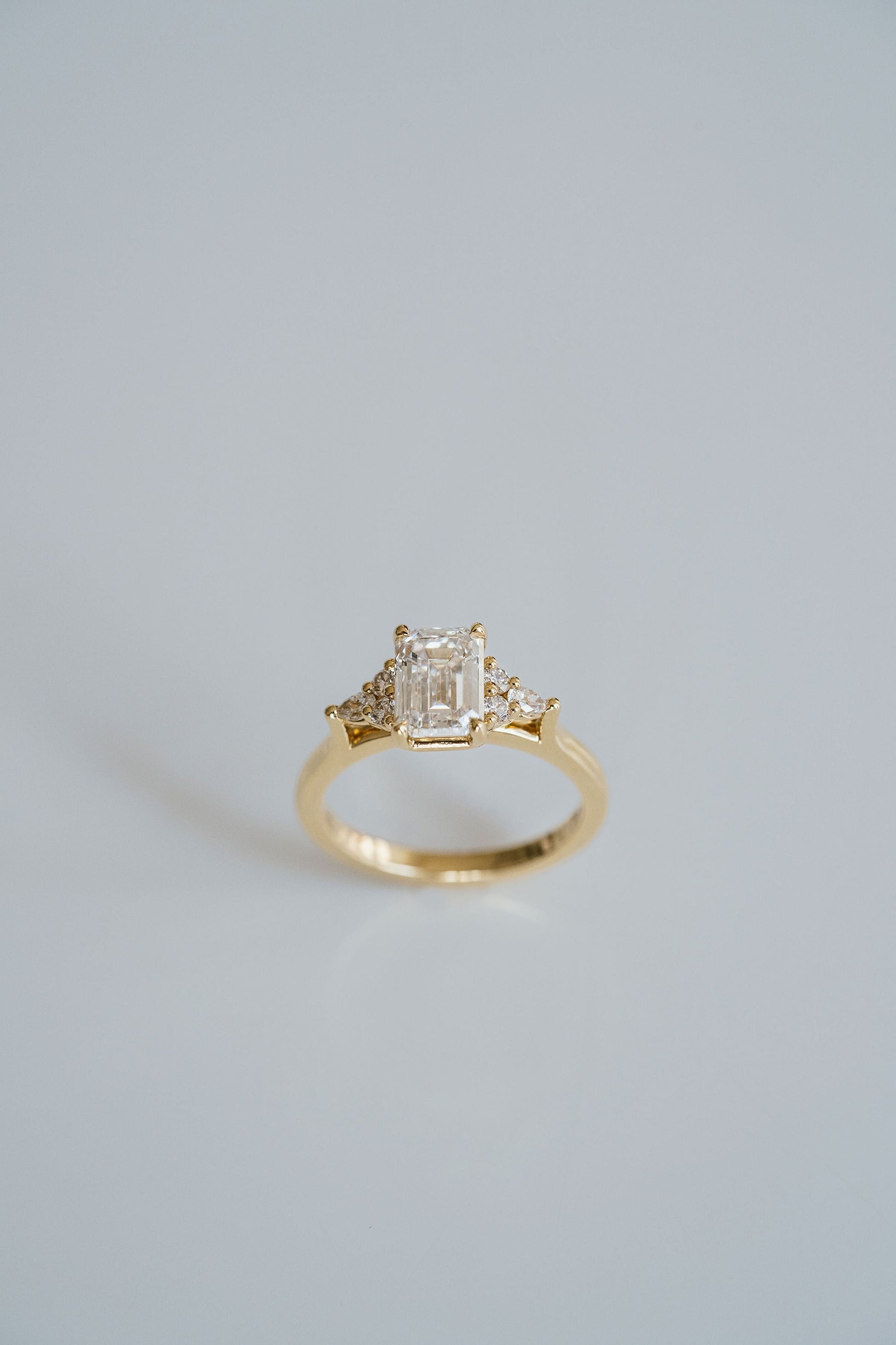 Marquise Shaped Three Stone Lab Grown Diamond Engagement Ring