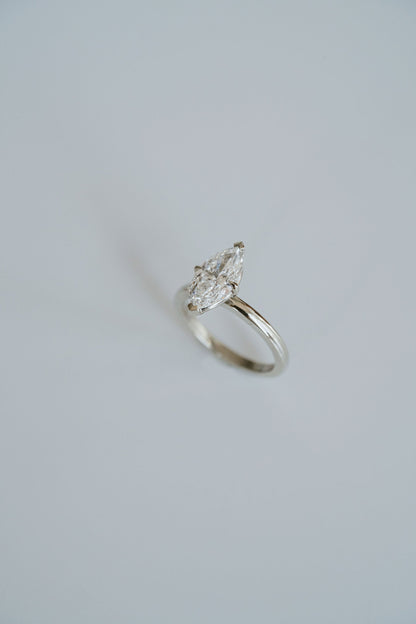 Marquise Shaped Three Stone Lab Grown Diamond Engagement Ring