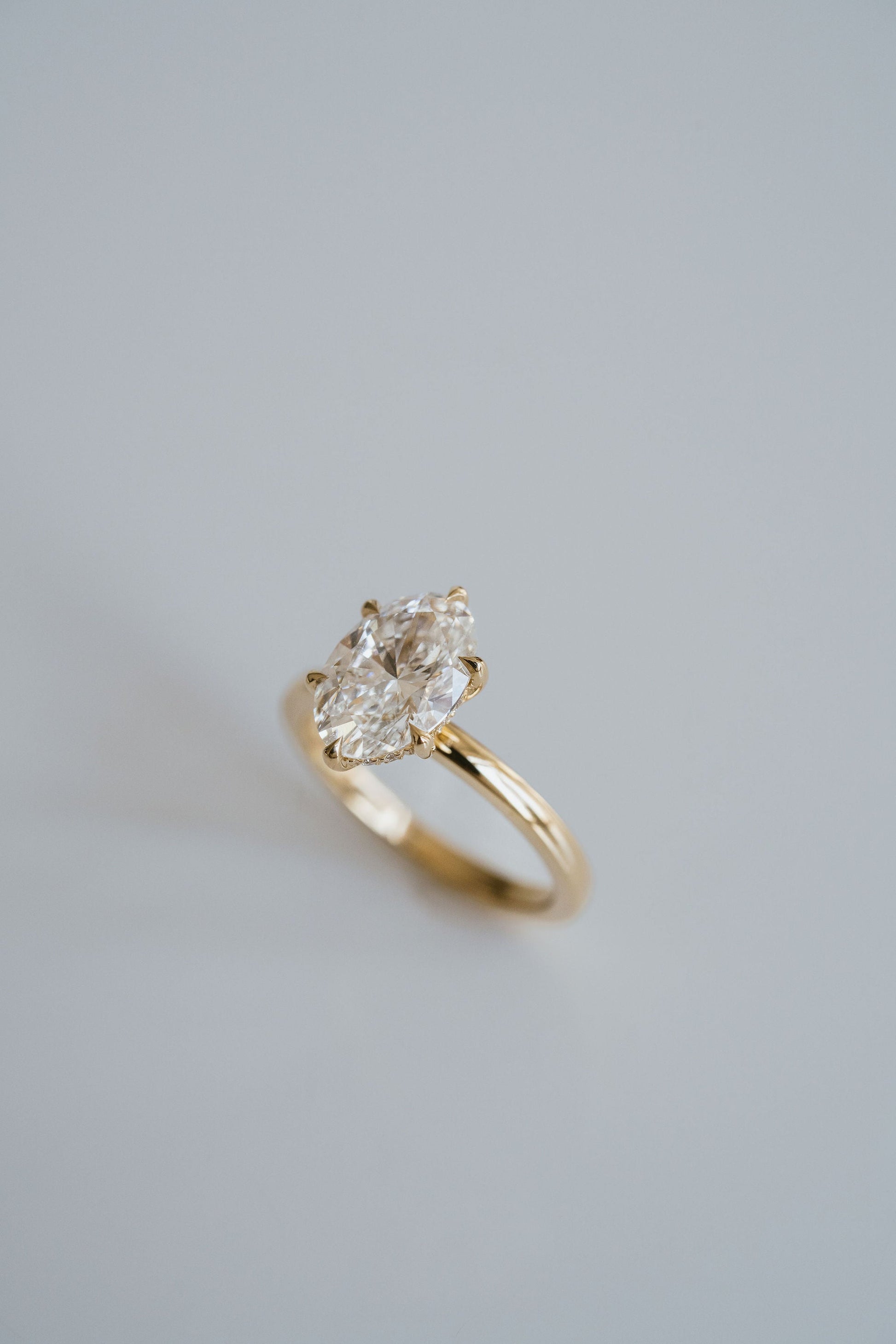 Marquise Shaped Three Stone Lab Grown Diamond Engagement Ring