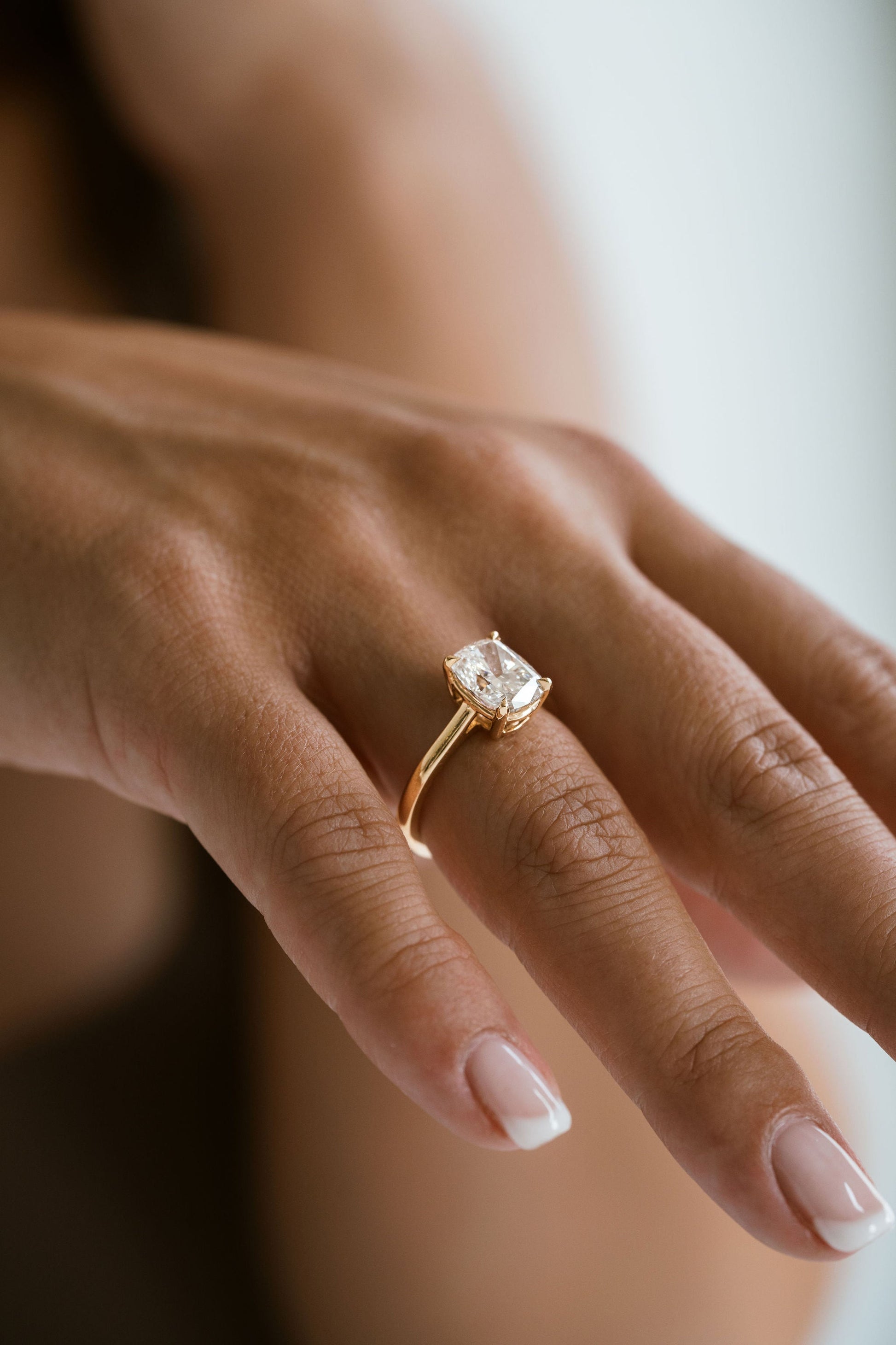 Marquise Shaped Three Stone Lab Grown Diamond Engagement Ring