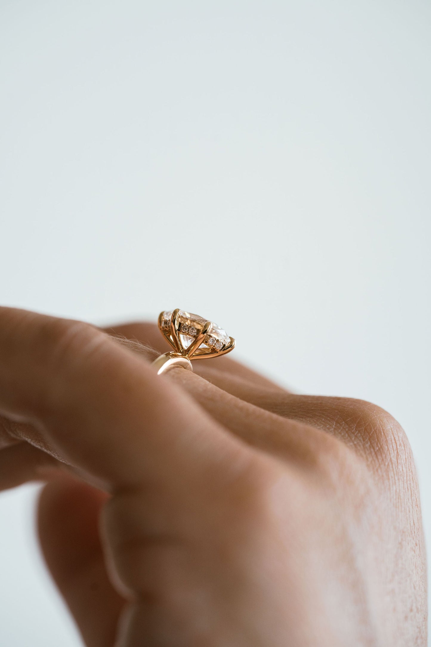 Marquise Shaped Three Stone Lab Grown Diamond Engagement Ring