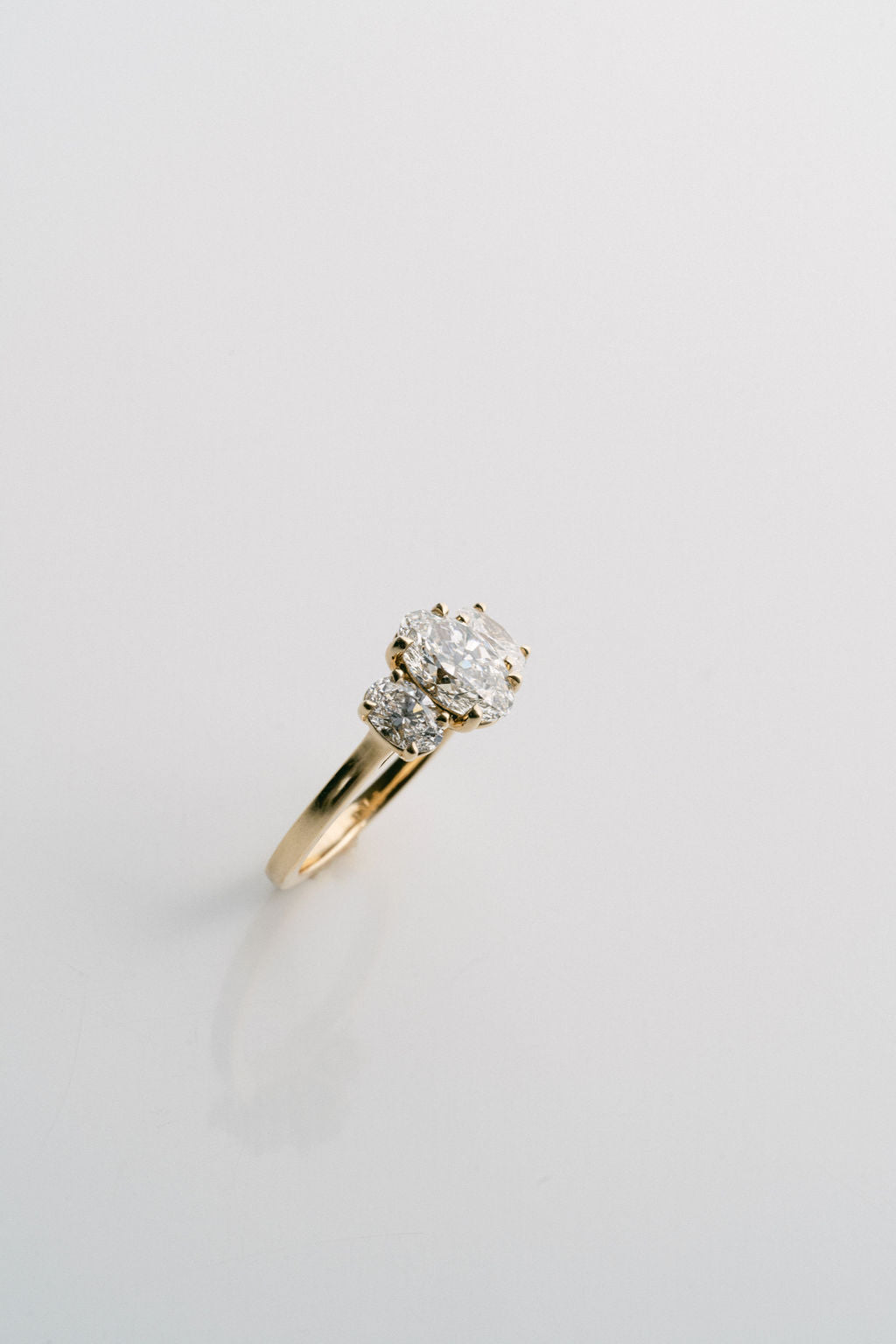 Marquise Shaped Three Stone Lab Grown Diamond Engagement Ring