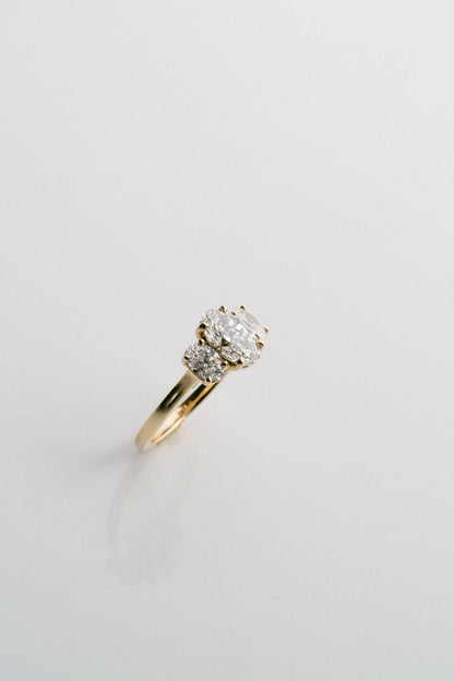 Marquise Shaped Three Stone Lab Grown Diamond Engagement Ring