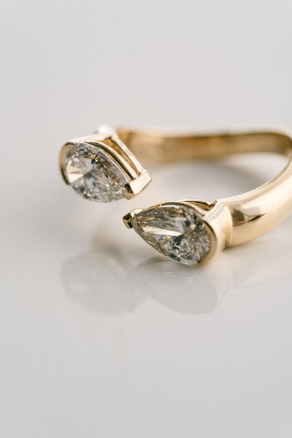 Marquise Shaped Three Stone Lab Grown Diamond Engagement Ring