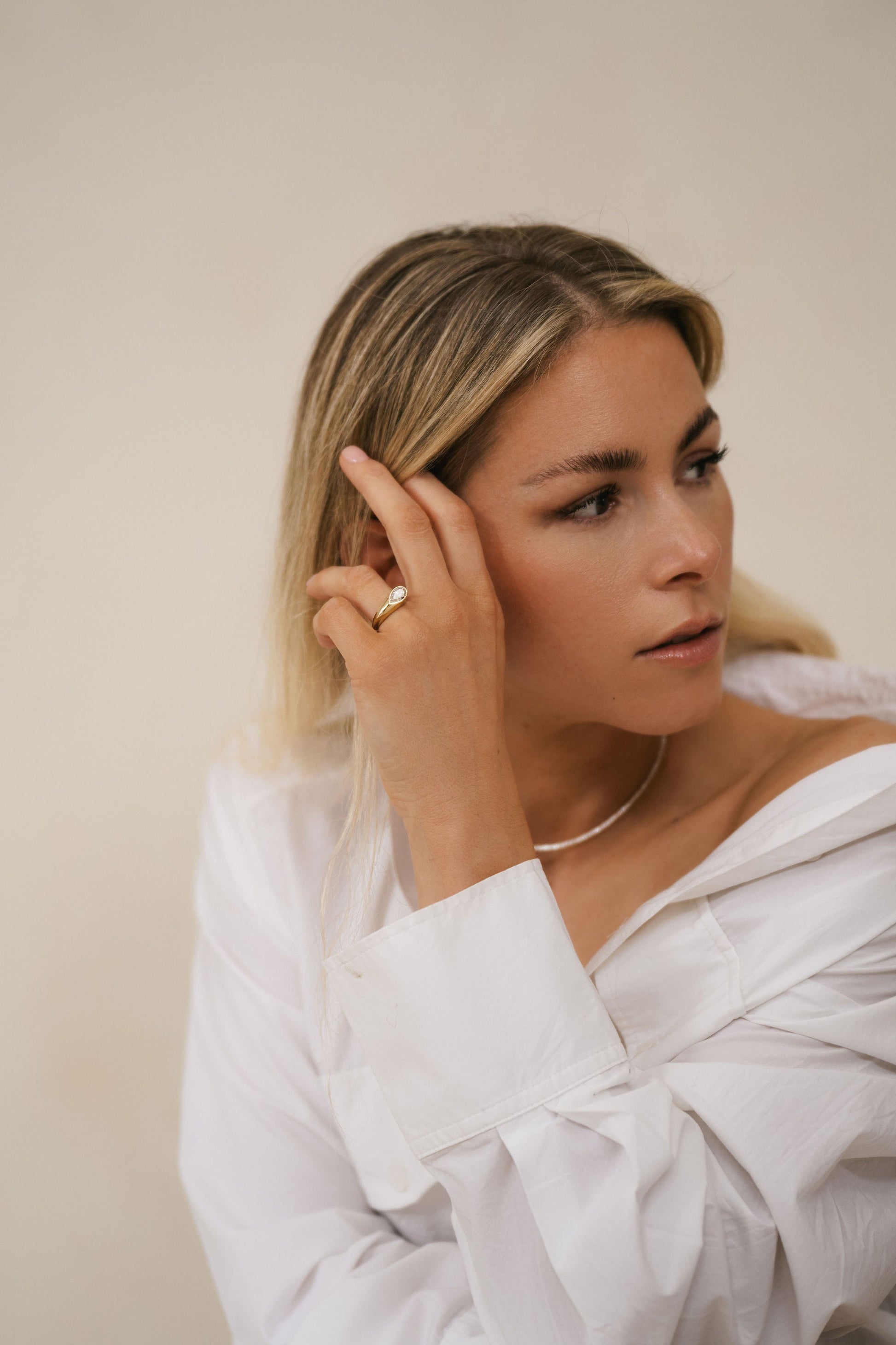 Marquise Shaped Three Stone Lab Grown Diamond Engagement Ring