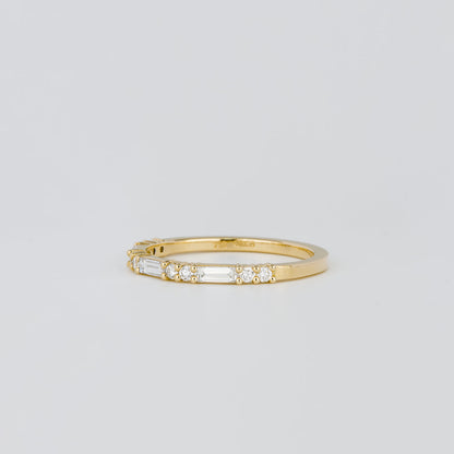 0.30 TCW Round & Baguette Shaped Half Eternity Moissanite Wedding Band