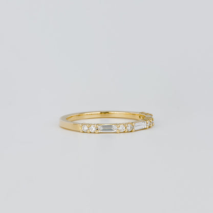 0.30 TCW Round & Baguette Shaped Half Eternity Moissanite Wedding Band