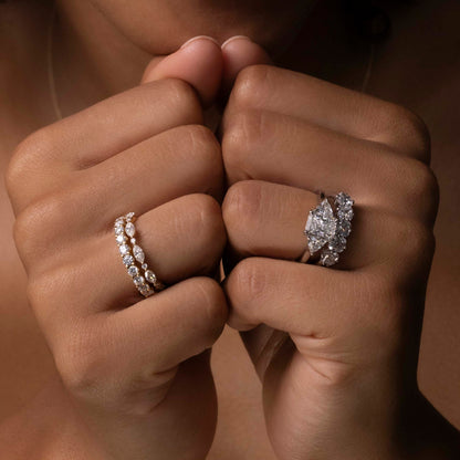 Marquise Cut Cluster Styled Lab Grown Diamond Engagement Ring