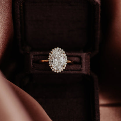 Marquise Shaped Three Stone Lab Grown Diamond Engagement Ring