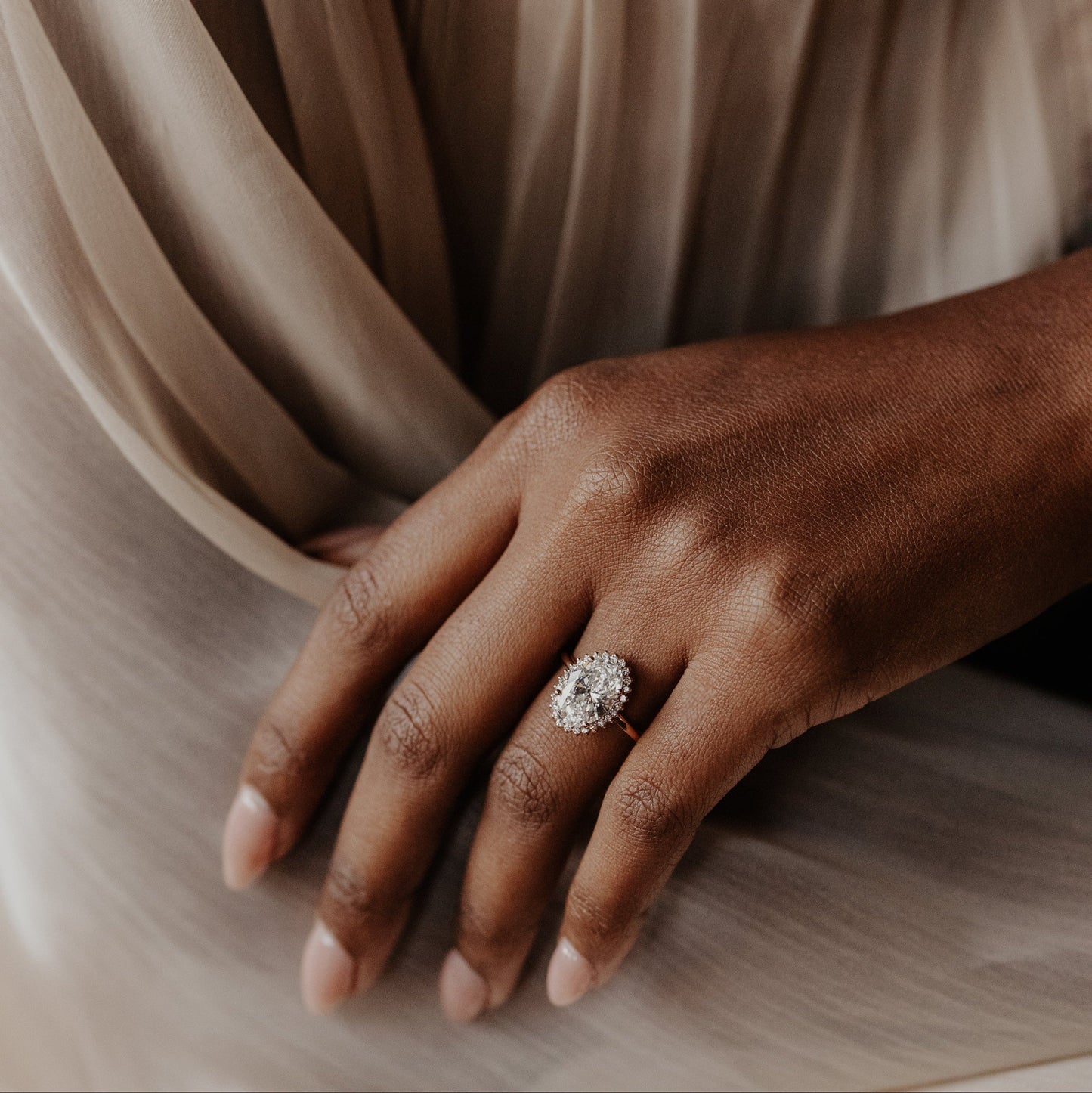 Marquise Shaped Three Stone Lab Grown Diamond Engagement Ring