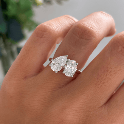 Marquise Shaped Three Stone Lab Grown Diamond Engagement Ring