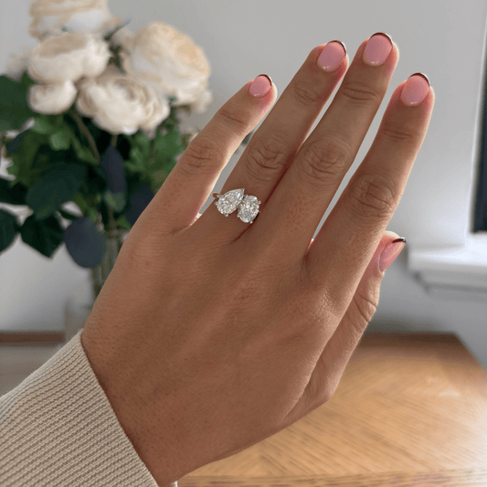 Marquise Shaped Three Stone Lab Grown Diamond Engagement Ring