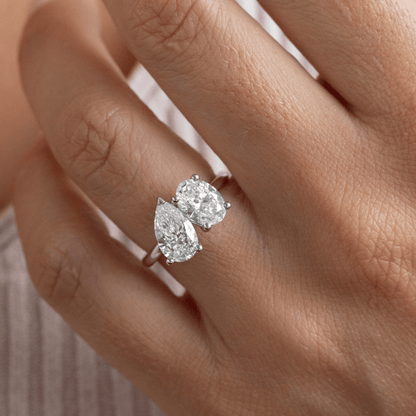 Marquise Shaped Three Stone Lab Grown Diamond Engagement Ring