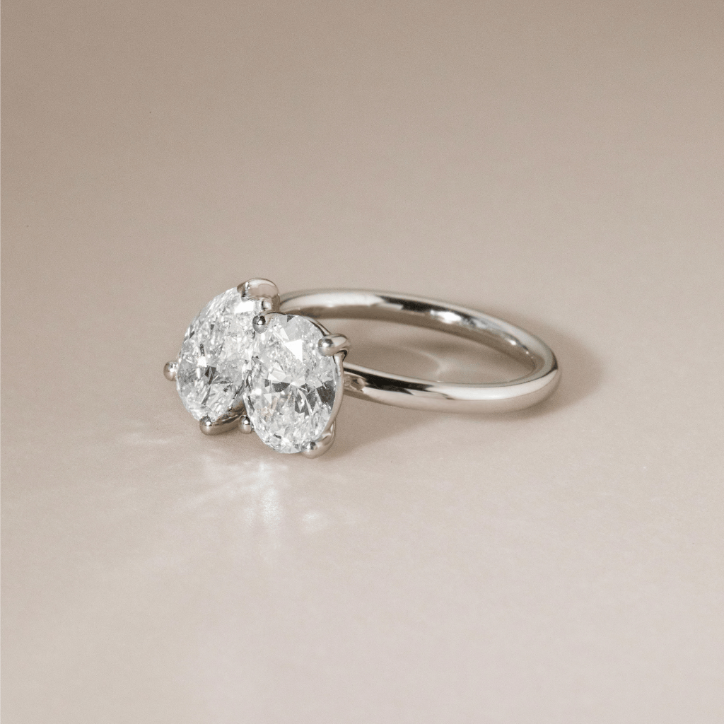 Marquise Shaped Three Stone Lab Grown Diamond Engagement Ring