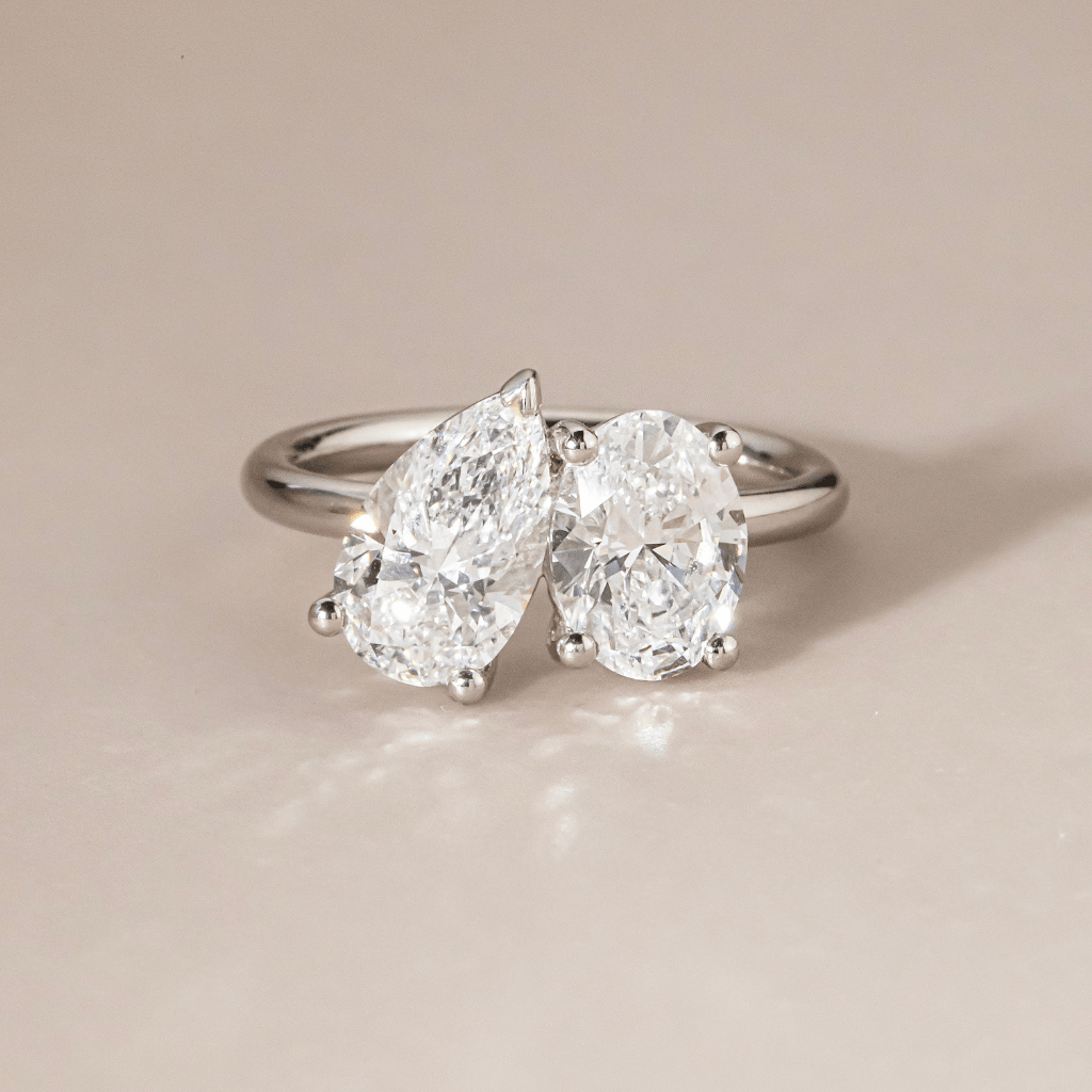 Marquise Shaped Three Stone Lab Grown Diamond Engagement Ring