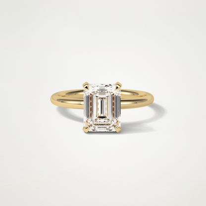 Emerald Hidden Halo Moissanite Engagement Ring – 2.3 CT Lab-Created Brilliance in 10K/14K/18K Gold