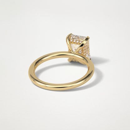 Emerald Hidden Halo Moissanite Engagement Ring – 2.3 CT Lab-Created Brilliance in 10K/14K/18K Gold