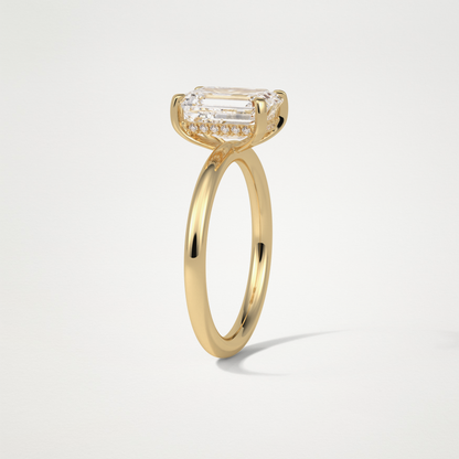 Emerald Hidden Halo Moissanite Engagement Ring – 2.3 CT Lab-Created Brilliance in 10K/14K/18K Gold