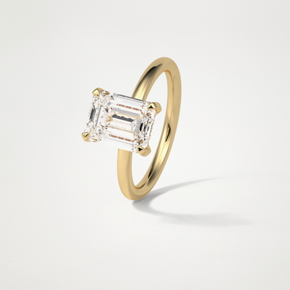 Emerald Hidden Halo Moissanite Engagement Ring – 2.3 CT Lab-Created Brilliance in 10K/14K/18K Gold