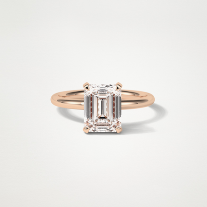 Emerald Hidden Halo Moissanite Engagement Ring – 2.3 CT Lab-Created Brilliance in 10K/14K/18K Gold
