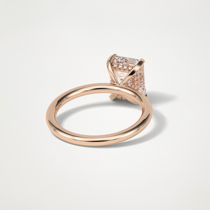 Emerald Hidden Halo Moissanite Engagement Ring – 2.3 CT Lab-Created Brilliance in 10K/14K/18K Gold