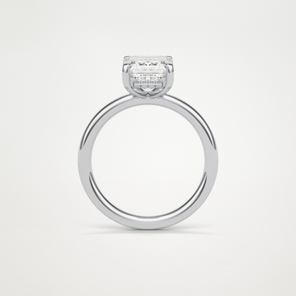 Emerald Hidden Halo Moissanite Engagement Ring – 2.3 CT Lab-Created Brilliance in 10K/14K/18K Gold