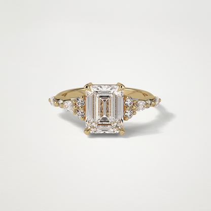 Emerald Cluster & Pave Moissanite Engagement Ring – 2.3 CT Lab-Created Brilliance in 10K/14K/18K Gold