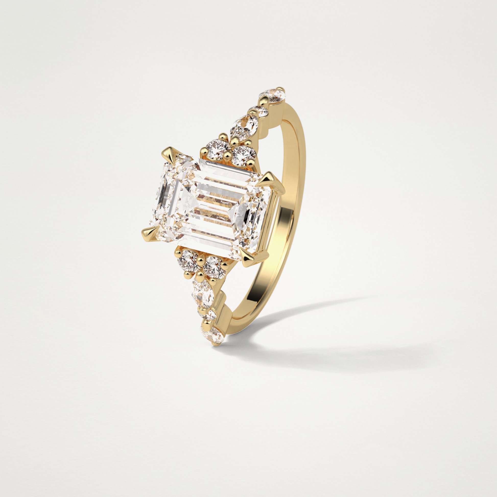 Emerald Cluster & Pave Moissanite Engagement Ring – 2.3 CT Lab-Created Brilliance in 10K/14K/18K Gold