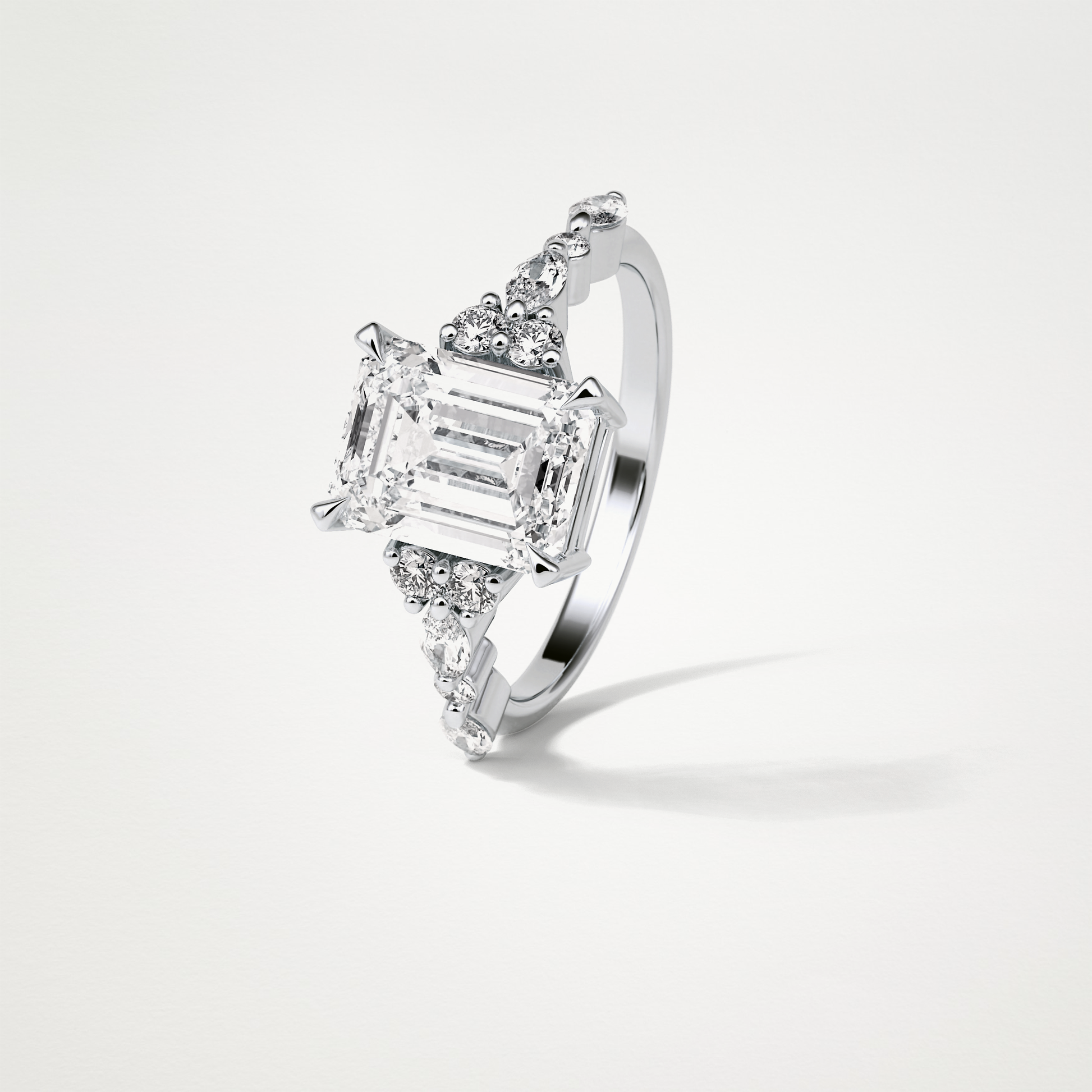 Emerald Cluster & Pave Moissanite Engagement Ring – 2.3 CT Lab-Created Brilliance in 10K/14K/18K Gold