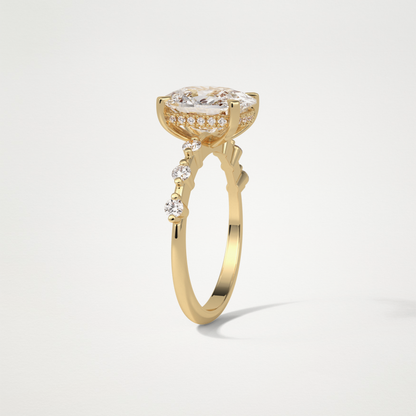 Cushion Dainty & Hidden Halo Moissanite Engagement Ring – 4 CT Lab-Created Brilliance in 10K/14K/18K Gold