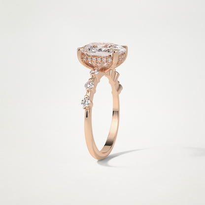 Cushion Dainty & Hidden Halo Moissanite Engagement Ring – 4 CT Lab-Created Brilliance in 10K/14K/18K Gold