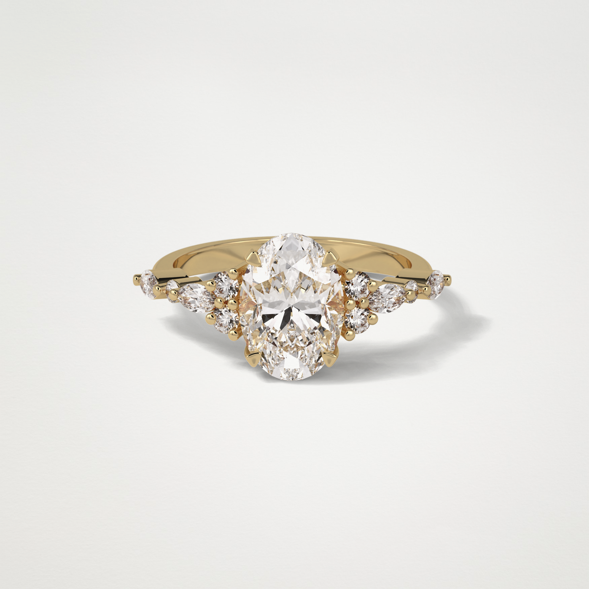 Oval Cluster & Pave Moissanite Engagement Ring – 2.1 CT Lab-Created Brilliance in 10K/14K/18K Gold