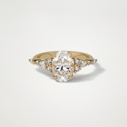 Oval Cluster & Pave Moissanite Engagement Ring – 2.1 CT Lab-Created Brilliance in 10K/14K/18K Gold