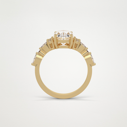 Oval Cluster & Pave Moissanite Engagement Ring – 2.1 CT Lab-Created Brilliance in 10K/14K/18K Gold
