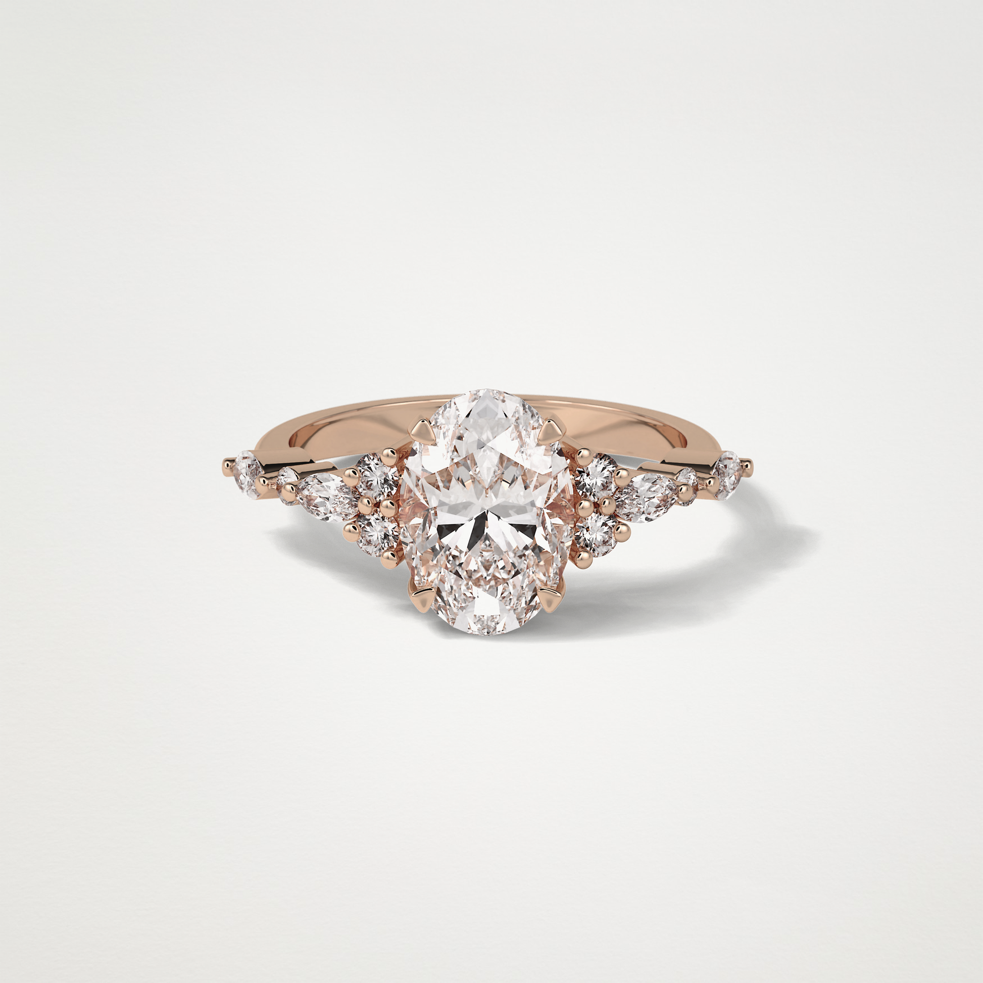 Oval Cluster & Pave Moissanite Engagement Ring – 2.1 CT Lab-Created Brilliance in 10K/14K/18K Gold