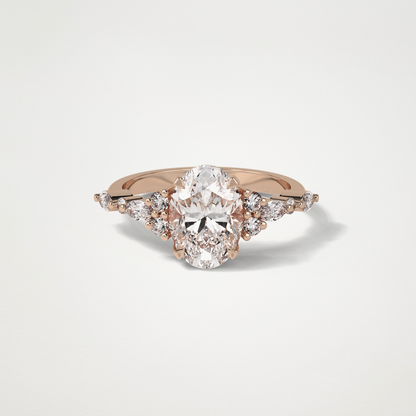 Oval Cluster & Pave Moissanite Engagement Ring – 2.1 CT Lab-Created Brilliance in 10K/14K/18K Gold