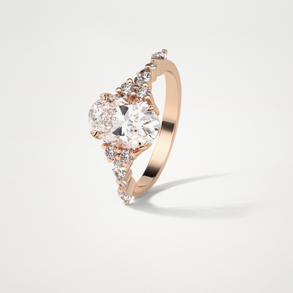 Oval Cluster & Pave Moissanite Engagement Ring – 2.1 CT Lab-Created Brilliance in 10K/14K/18K Gold