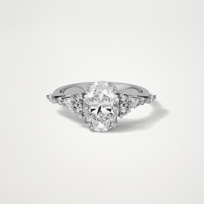 Oval Cluster & Pave Moissanite Engagement Ring – 2.1 CT Lab-Created Brilliance in 10K/14K/18K Gold