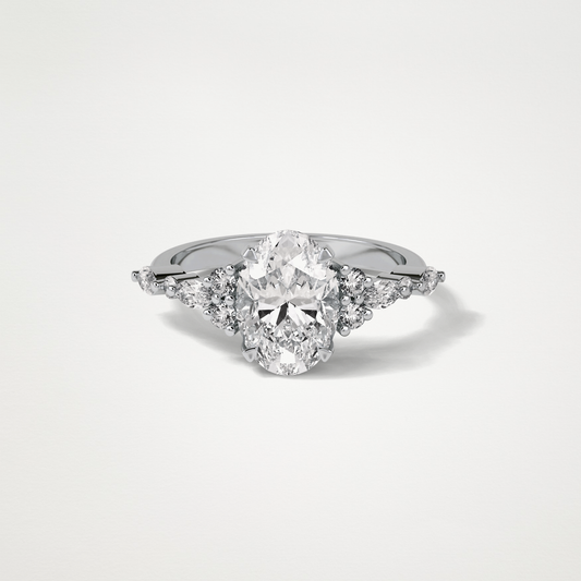 Oval Cluster & Pave Moissanite Engagement Ring – 2.1 CT Lab-Created Brilliance in 10K/14K/18K Gold
