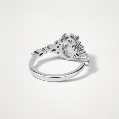 Oval Cluster & Pave Moissanite Engagement Ring – 2.1 CT Lab-Created Brilliance in 10K/14K/18K Gold