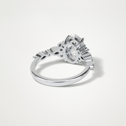 Oval Cluster & Pave Moissanite Engagement Ring – 2.1 CT Lab-Created Brilliance in 10K/14K/18K Gold