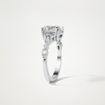Oval Cluster & Pave Moissanite Engagement Ring – 2.1 CT Lab-Created Brilliance in 10K/14K/18K Gold