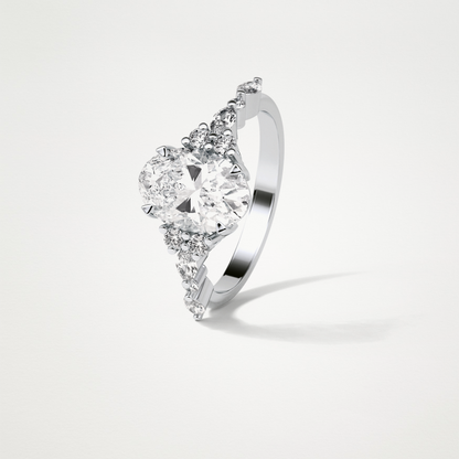 Oval Cluster & Pave Moissanite Engagement Ring – 2.1 CT Lab-Created Brilliance in 10K/14K/18K Gold