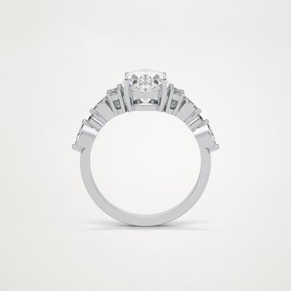 Oval Cluster & Pave Moissanite Engagement Ring – 2.1 CT Lab-Created Brilliance in 10K/14K/18K Gold