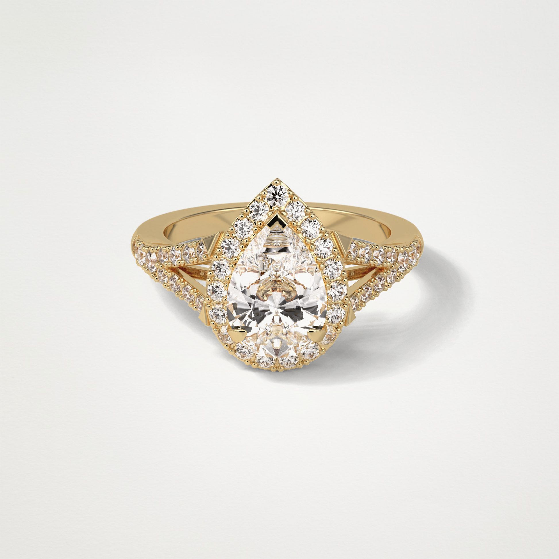 Pear Halo & Split Shank Moissanite Engagement Ring – 3.1 CT Lab-Created Brilliance in 10K/14K/18K Gold