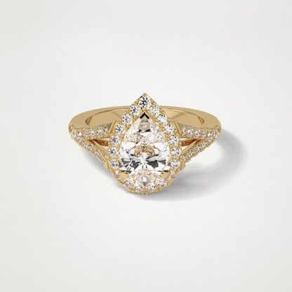 Pear Halo & Split Shank Moissanite Engagement Ring – 3.1 CT Lab-Created Brilliance in 10K/14K/18K Gold