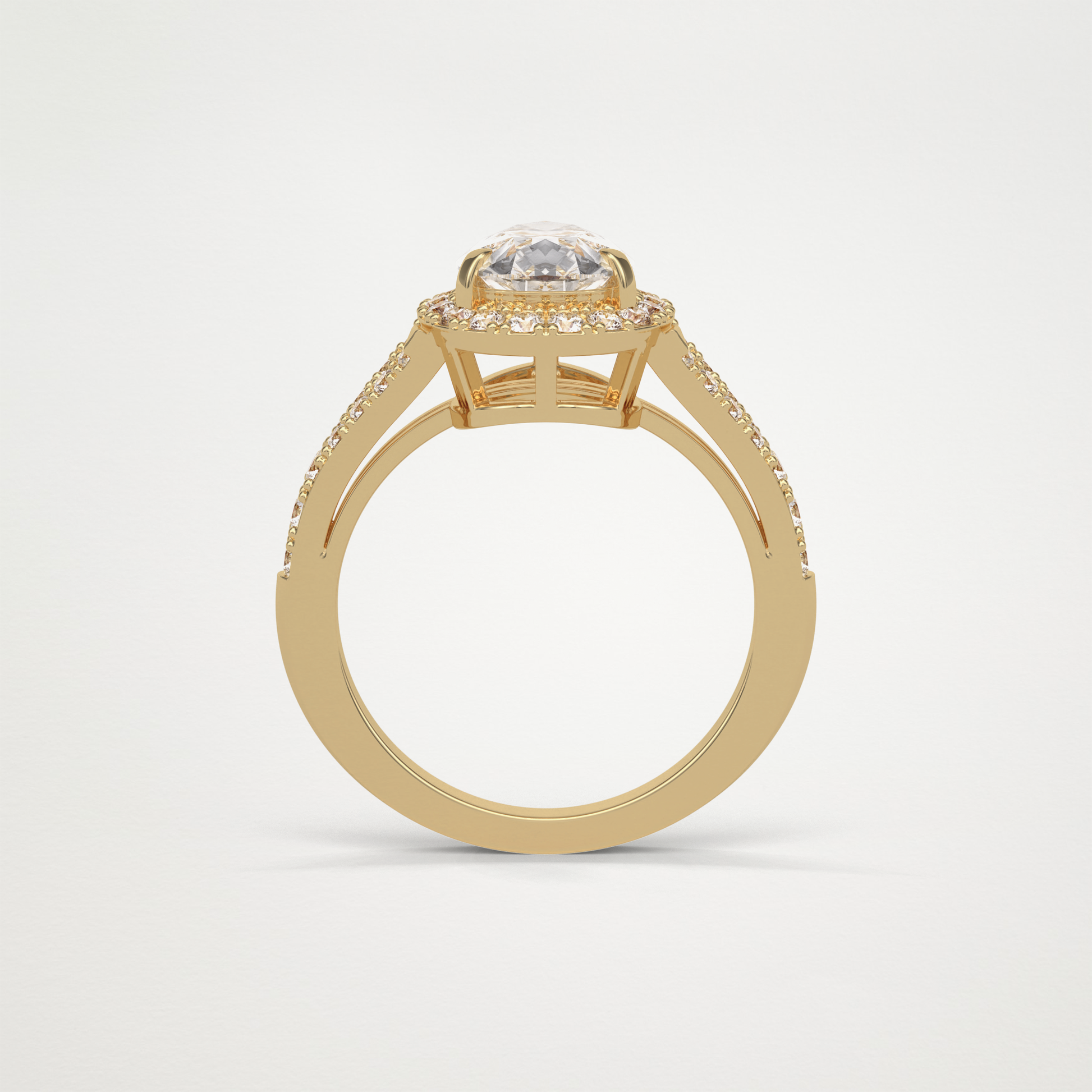 Pear Halo & Split Shank Moissanite Engagement Ring – 3.1 CT Lab-Created Brilliance in 10K/14K/18K Gold