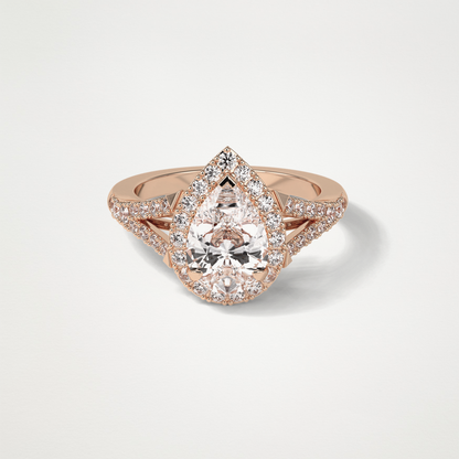 Pear Halo & Split Shank Moissanite Engagement Ring – 3.1 CT Lab-Created Brilliance in 10K/14K/18K Gold