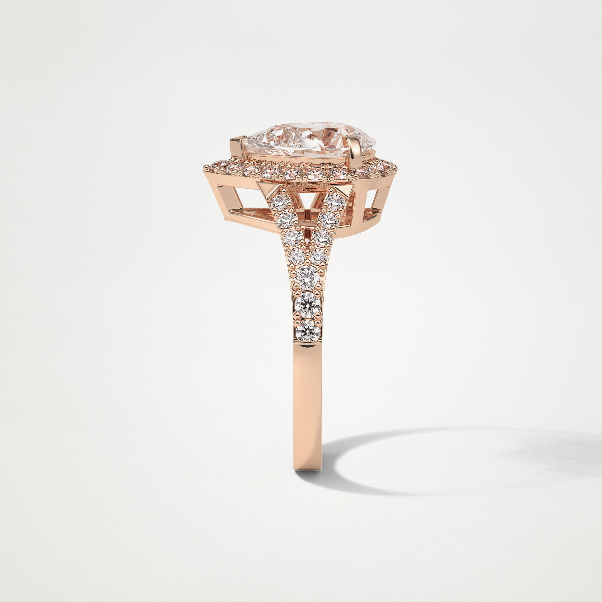 Pear Halo & Split Shank Moissanite Engagement Ring – 3.1 CT Lab-Created Brilliance in 10K/14K/18K Gold