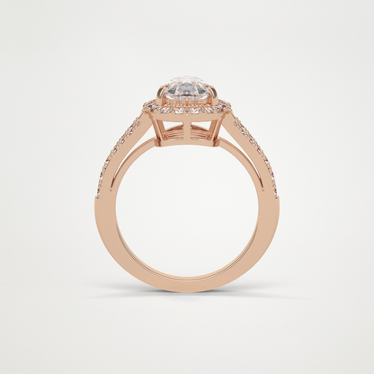 Pear Halo & Split Shank Moissanite Engagement Ring – 3.1 CT Lab-Created Brilliance in 10K/14K/18K Gold